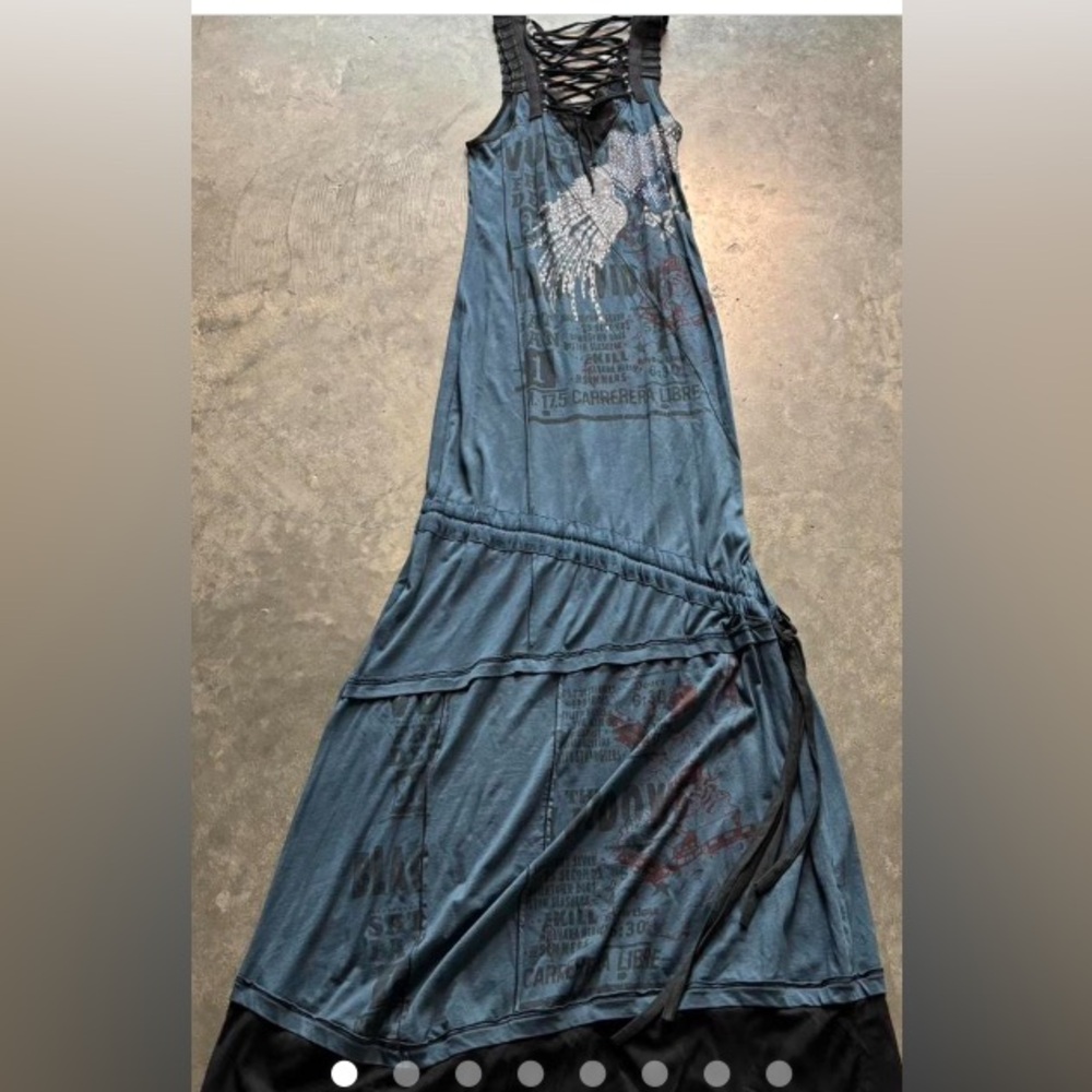 Salvage Rare Asymmetrical maxi Dress in Dark Blue